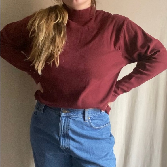 Cotton Maroon Mock Neck - Picture 3 of 6